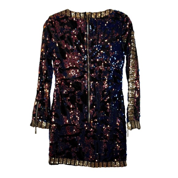 Atxyxta All Over Sequins Long Sleeve V Neck Mini Dress Size Large - Picture 3 of 11